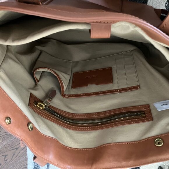 J Crew Oar Stripe Leather Tote - LIKE NEW !!! - Picture 2 of 5